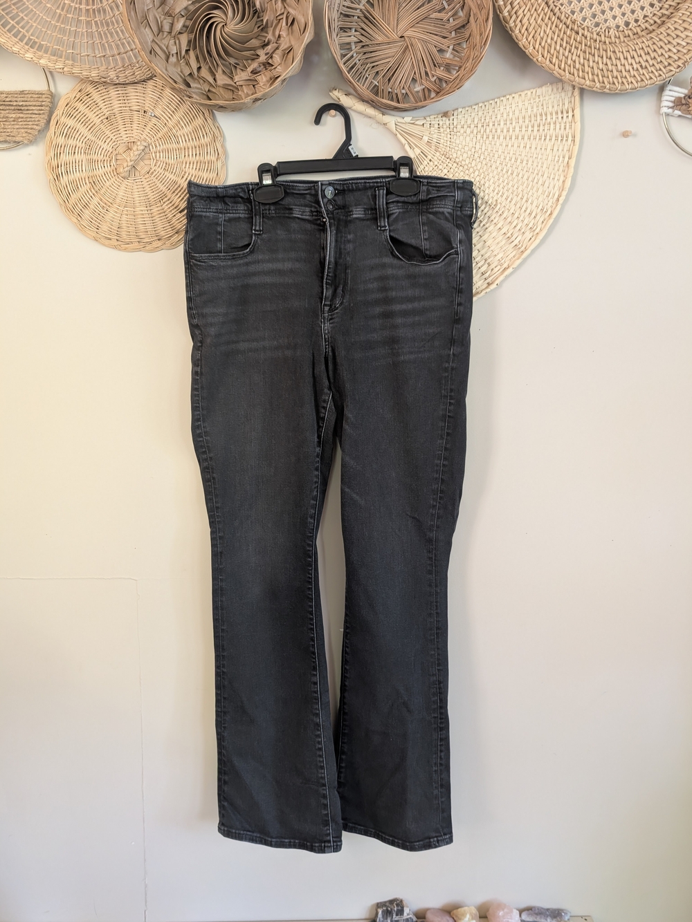 American Eagle Next Level Stretch Kick Bootcut Jeans Faded Black